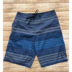 O'Neill Men's Blue Striped Swim Trunks Size 32
